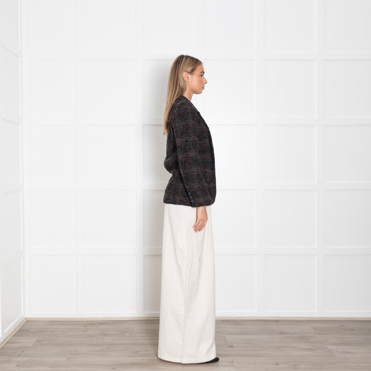 Isabel Marant Dark Grey Green Red Check Wool Blend Blazer