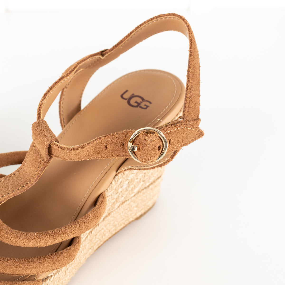 Ugg Tan Brown Suede Strappy Wedge Sandals