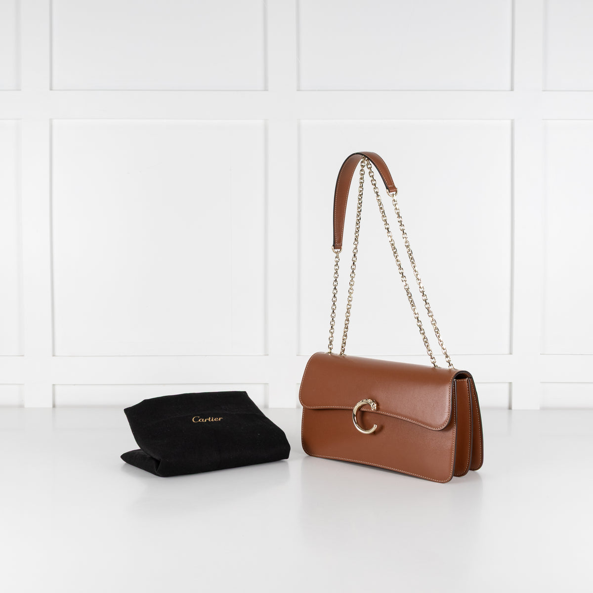 Cartier Tan Calfskin Panthere De Cartier Chain Bag