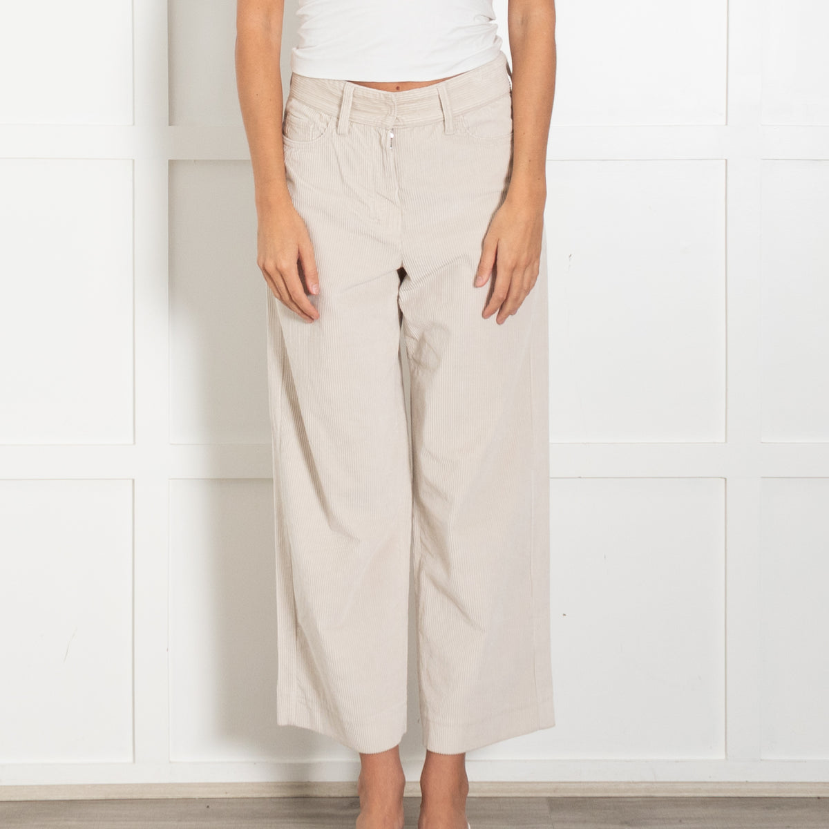 S Max Mara Cream Corduroy Trousers