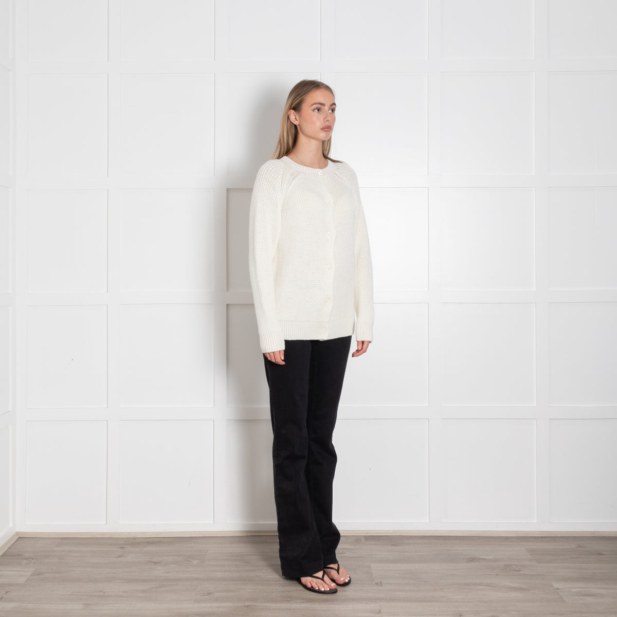 &Daughter White Wool Open Weave Cardigan