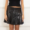 Alice + Olivia Black Lambs Leather Mini Pleated Skirt