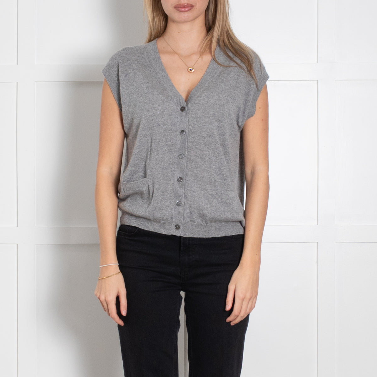 &Daughter Grey Button Up Vest