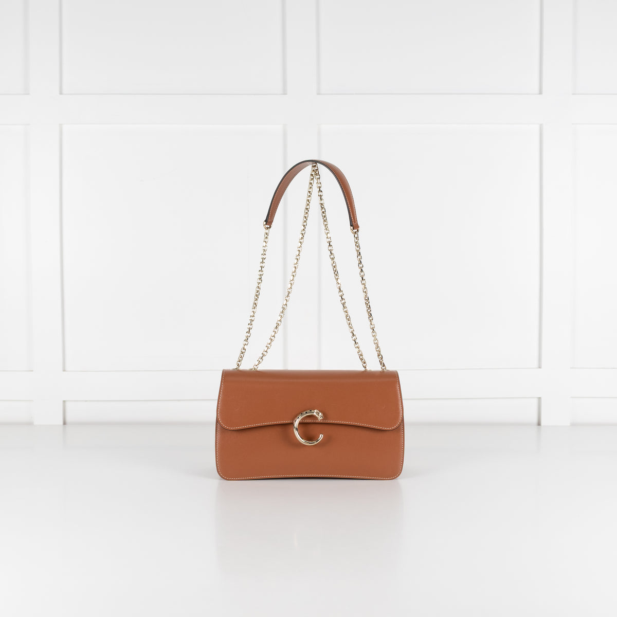 Cartier Tan Calfskin Panthere De Cartier Chain Bag