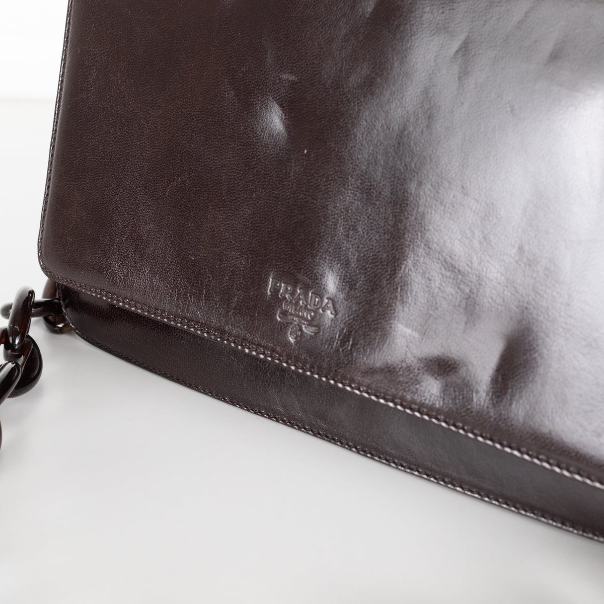 Prada Black Goatskin Leather Madras Swing Bag