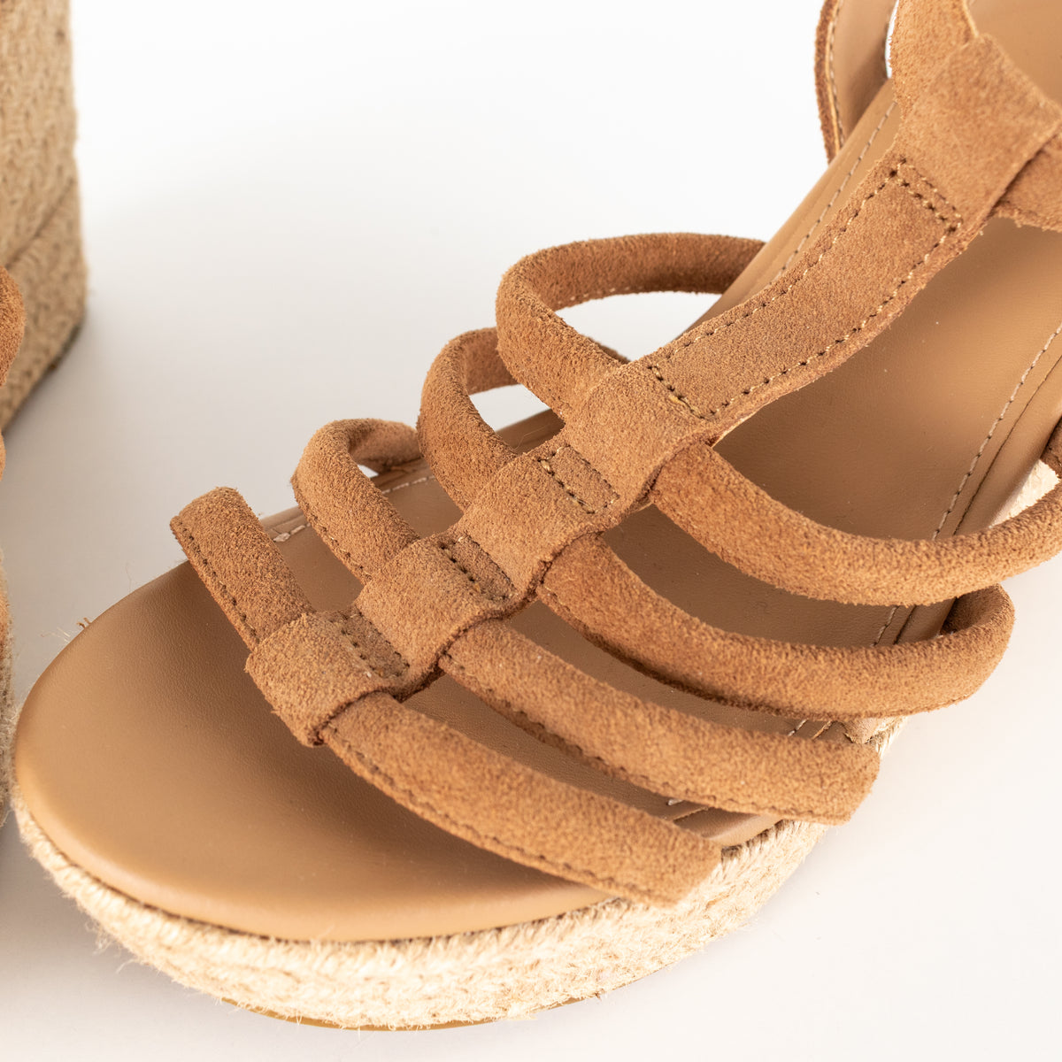 Ugg Tan Brown Suede Strappy Wedge Sandals