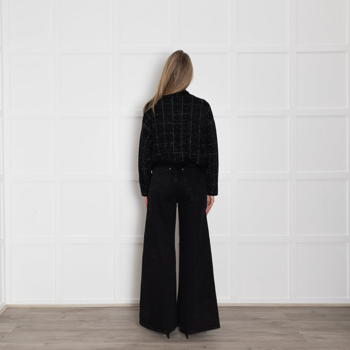 Boss Black Cropped Jacket in Sparkle Tweed With Gold Buttons