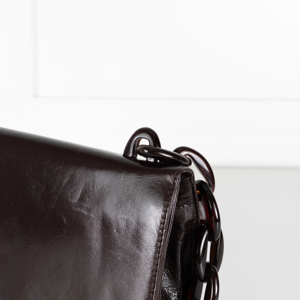 Prada Black Goatskin Leather Madras Swing Bag