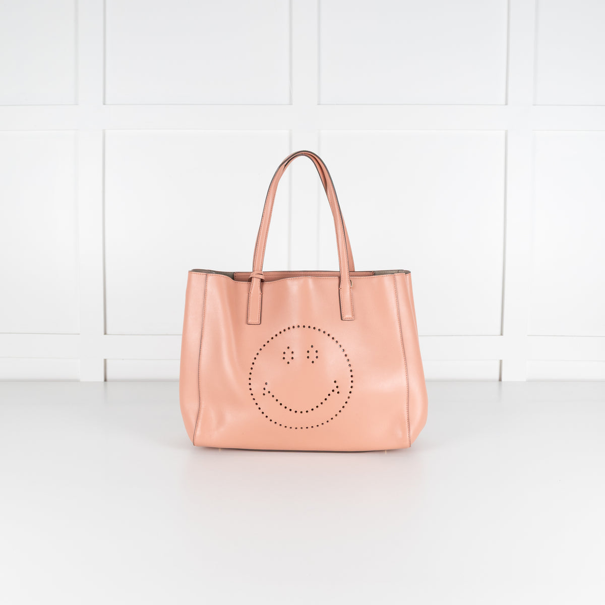 Anya Hindmarch Salmon Smiley Ebury Tote Bag