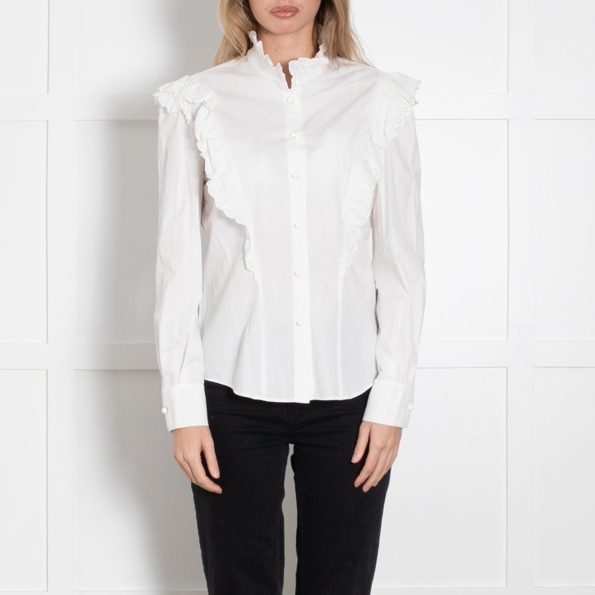 Philosophy Di Lorenzo Serafini White Broderie Anglais Detail Blouse
