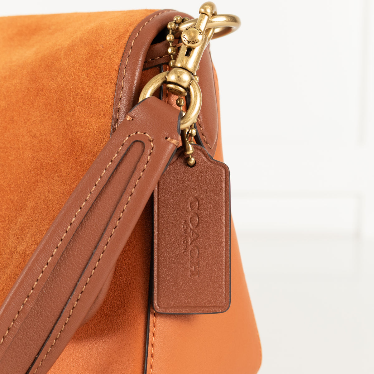 Coach Orange Tabby Suede Leather Handle Shoulder Bag