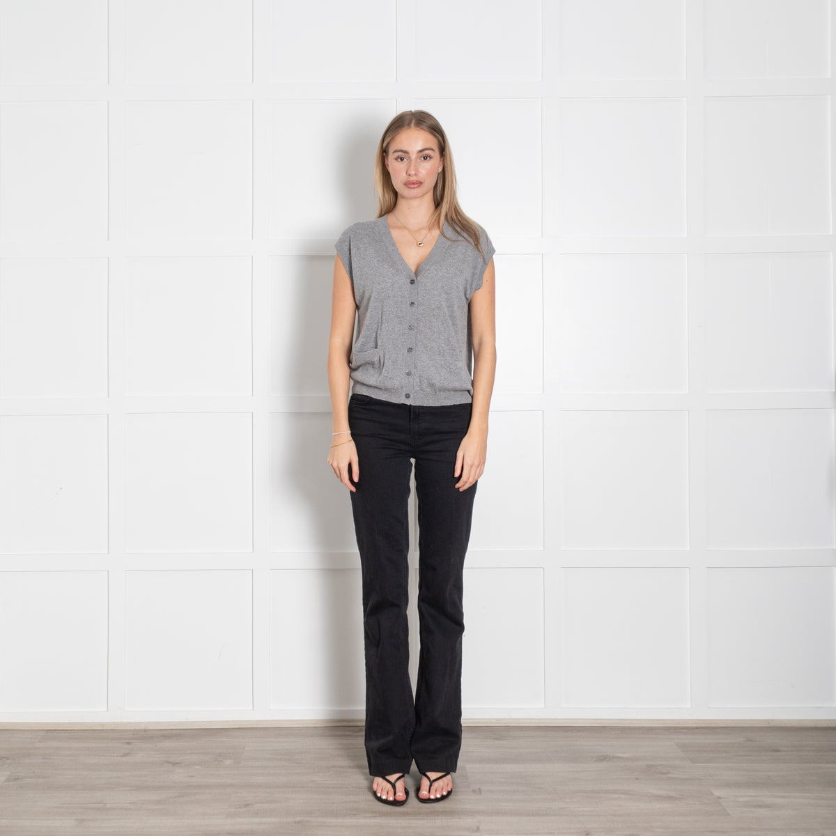 &Daughter Grey Button Up Vest