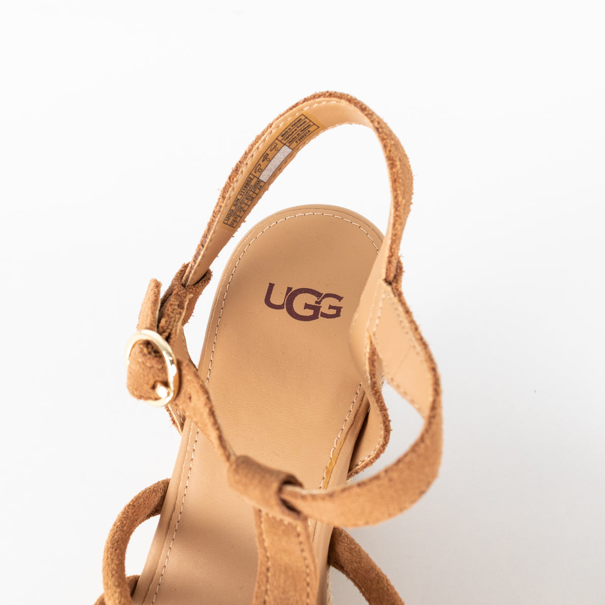 Ugg Tan Brown Suede Strappy Wedge Sandals