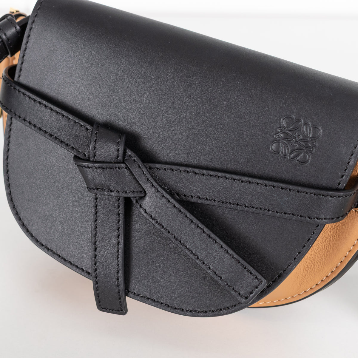 Loewe Tan Black Dual Leather Gate Mini Cross-Body Bag