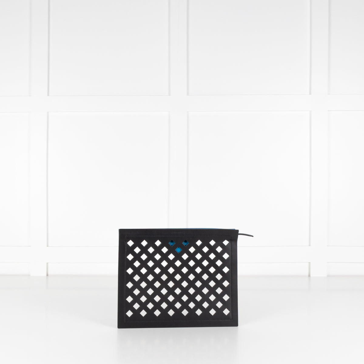 Smythson Black Leather Laser Cut Large Wallet