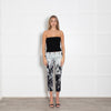 Enfold Grey Digital Floral Print Satin Trousers