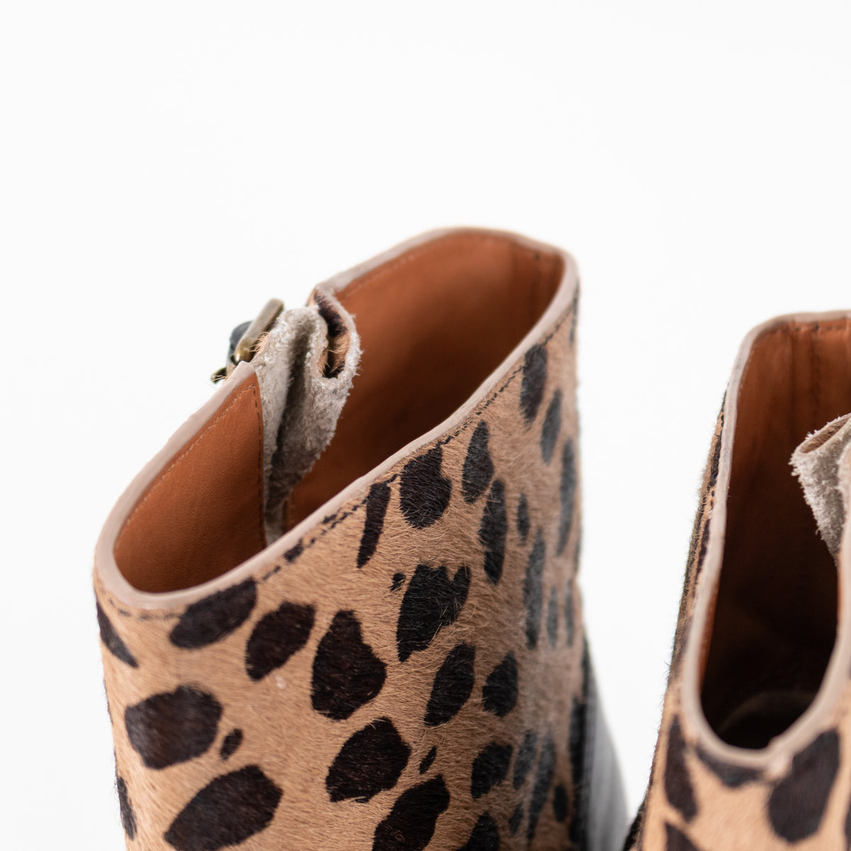 Marc Jacobs Engineer Black Leather & Leopard Print Biker Boots