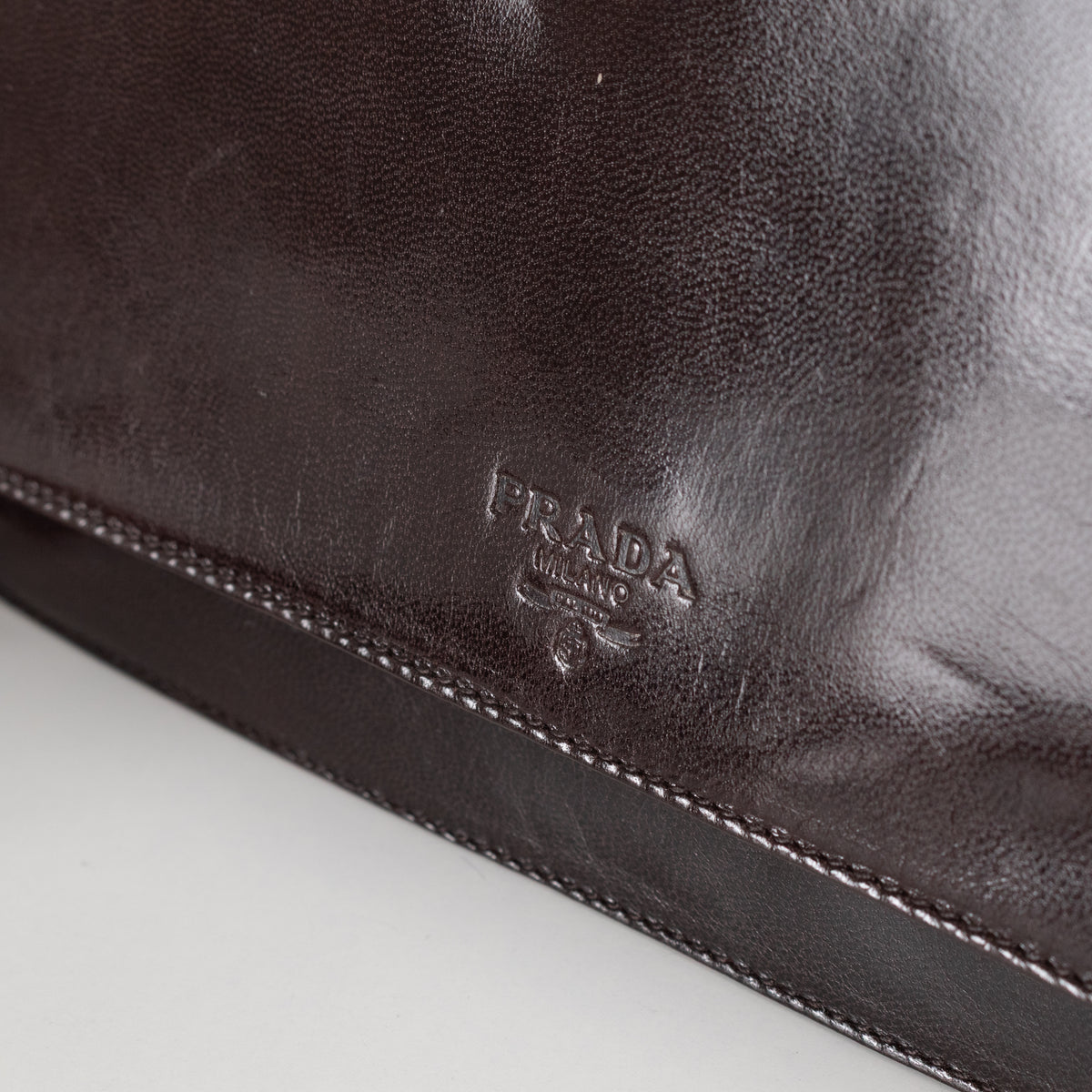 Prada Black Goatskin Leather Madras Swing Bag
