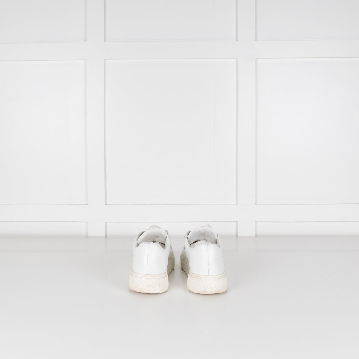 Miu Miu White Leather Trainers with Green Eyelets