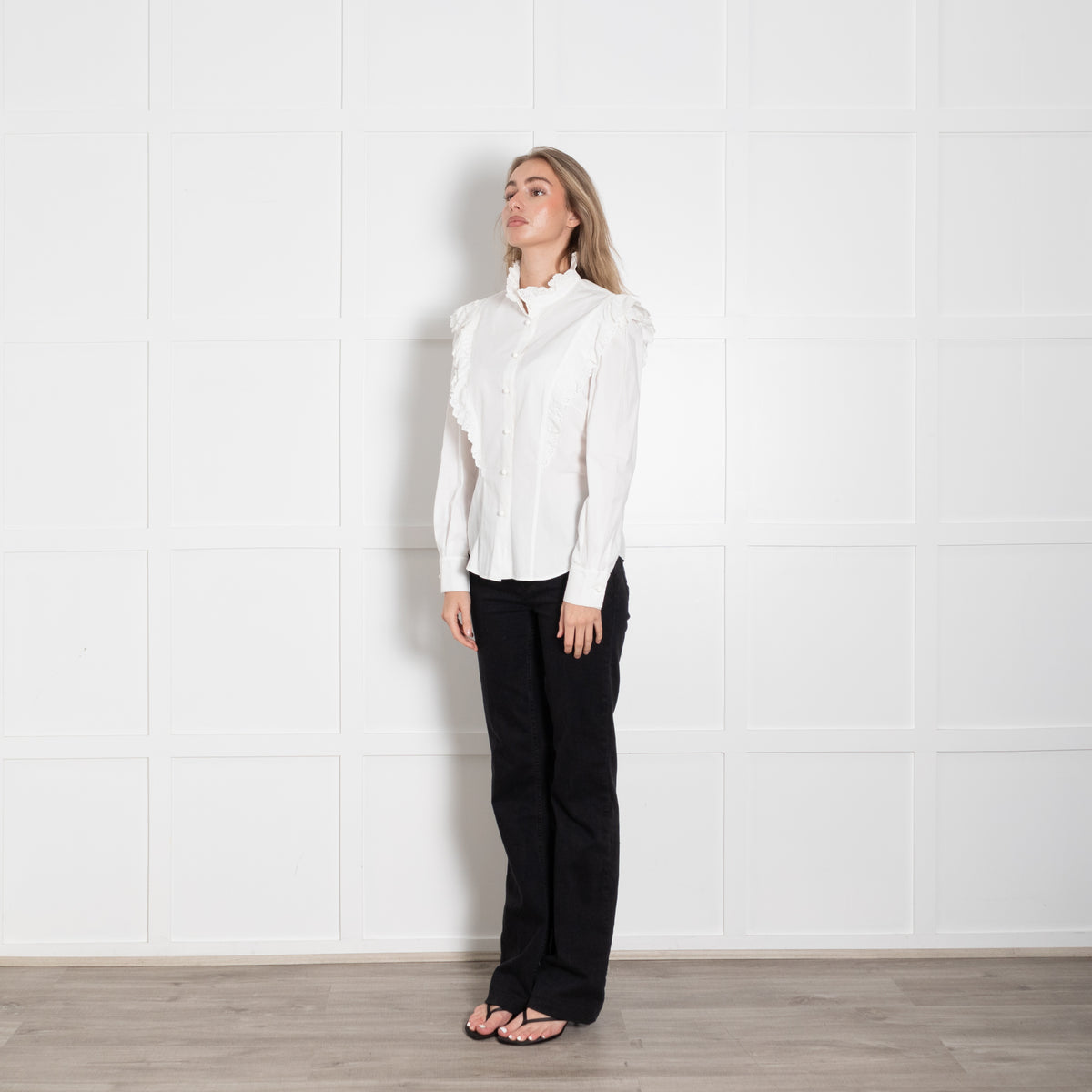 Philosophy Di Lorenzo Serafini White Broderie Anglais Detail Blouse