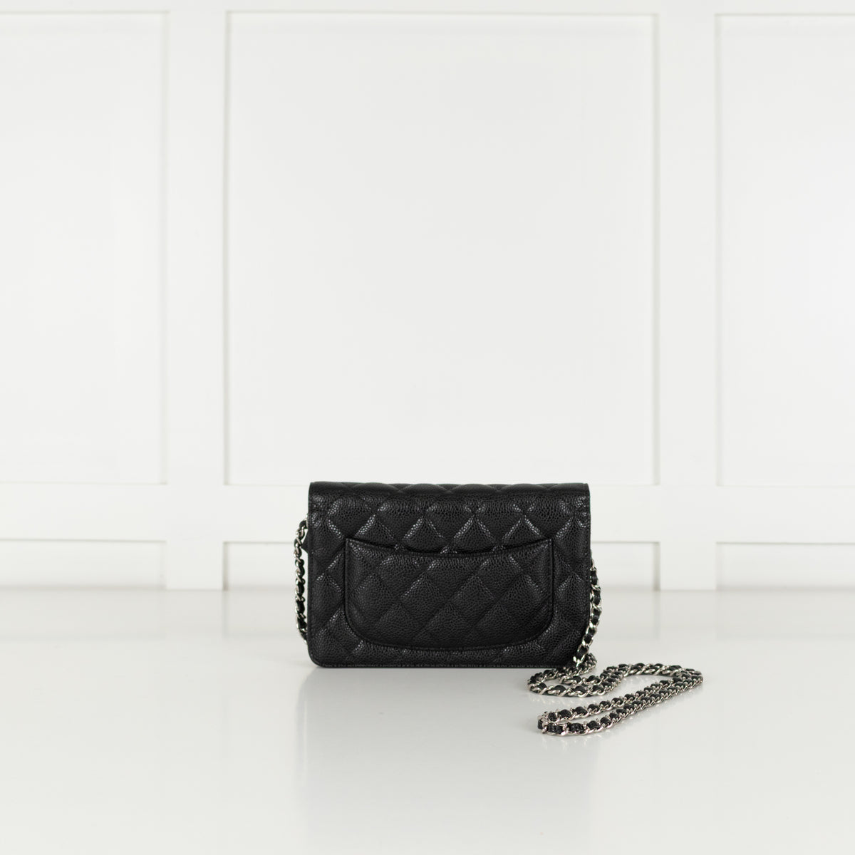Chanel Black Caviar Leather Wallet On The Chain