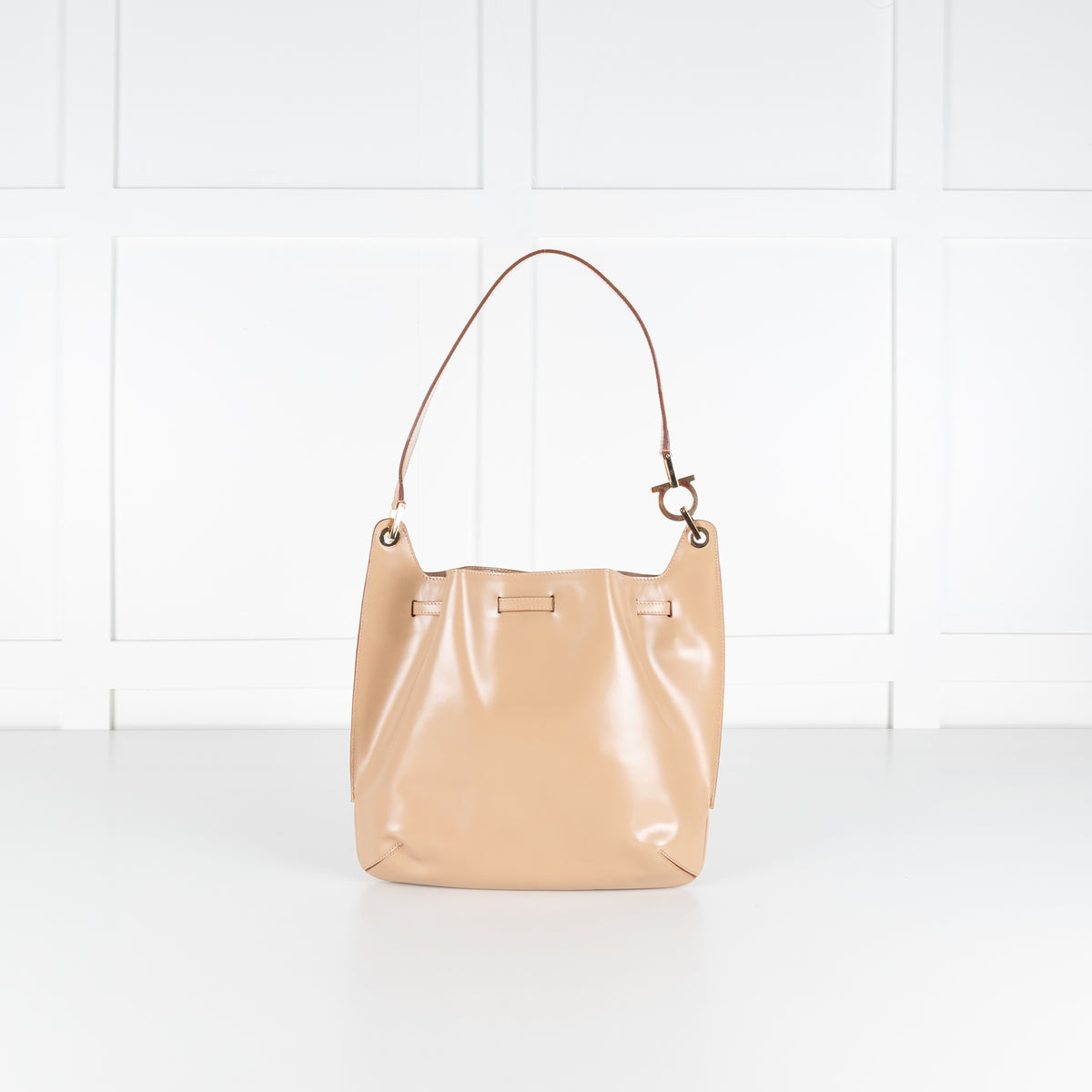 Salvatore Ferragamo Beige Bucket Shoulder Bag