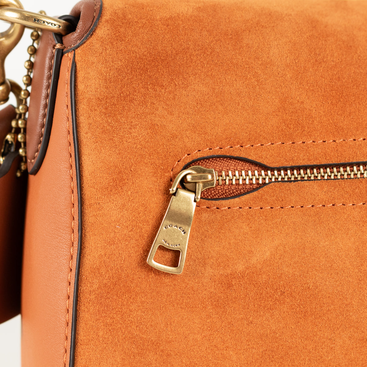 Coach Orange Tabby Suede Leather Handle Shoulder Bag