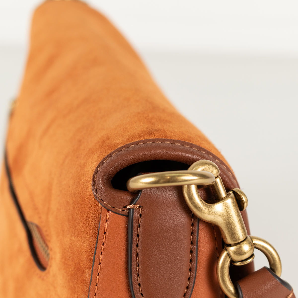 Coach Orange Tabby Suede Leather Handle Shoulder Bag