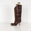 Jimmy Choo Brown Mock Snake Skin Heeled Boots