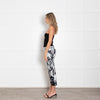 Enfold Grey Digital Floral Print Satin Trousers