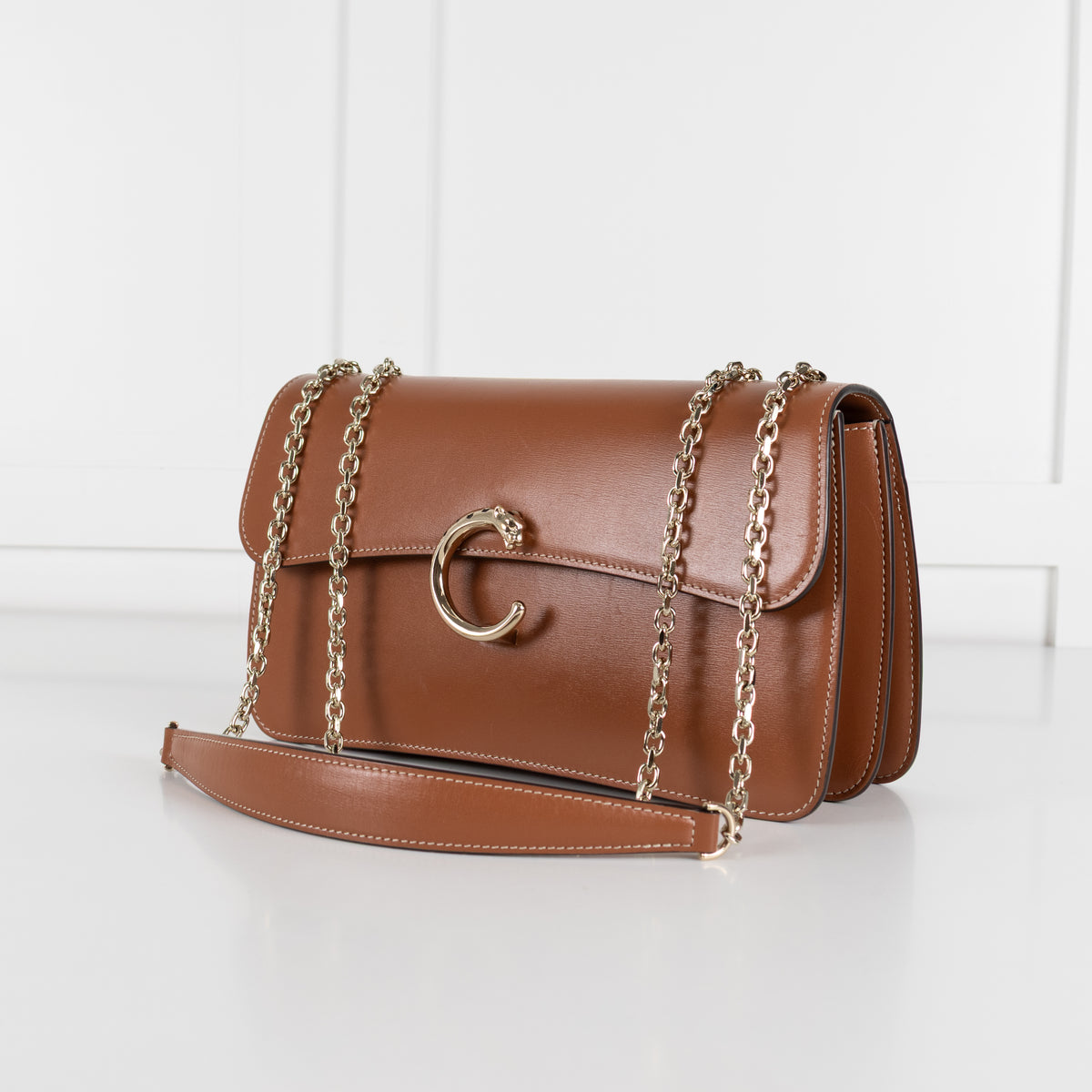 Cartier Tan Calfskin Panthere De Cartier Chain Bag
