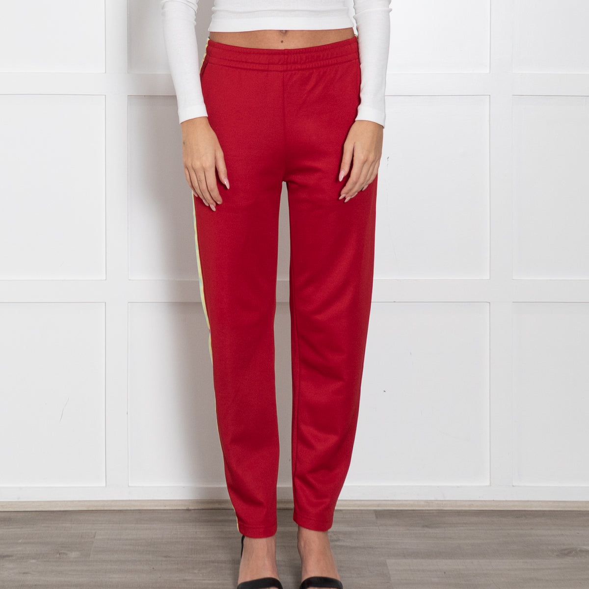 Acne Studios Norwich Face Red Jersey Tapered Track Pants