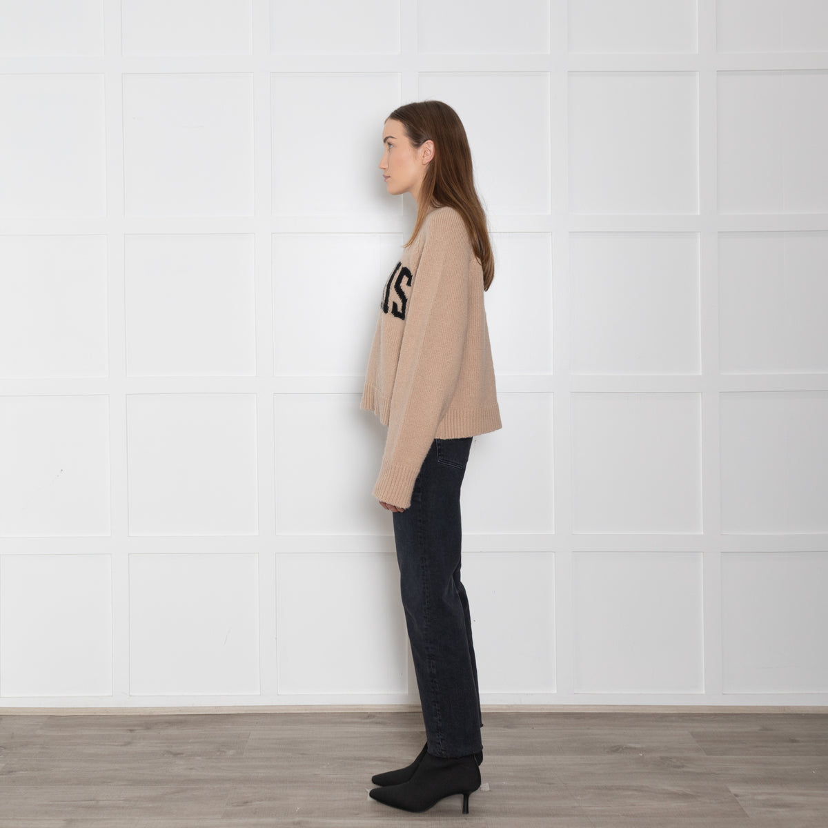 Anine Bing Brown Wool/Cashmere Mix Jumper With Paris Logo