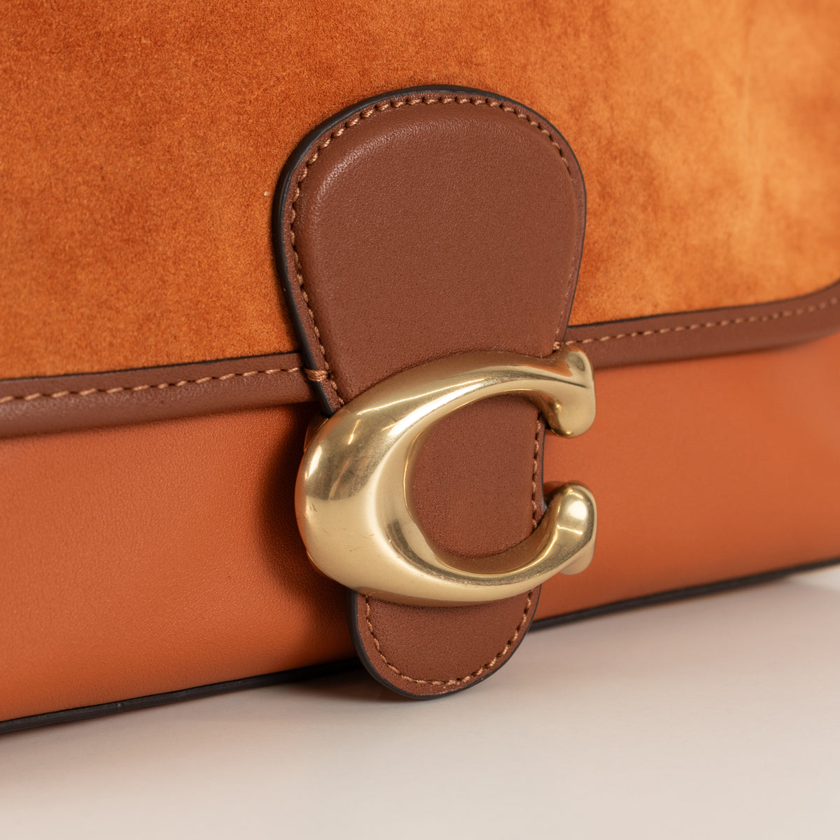 Coach Orange Tabby Suede Leather Handle Shoulder Bag