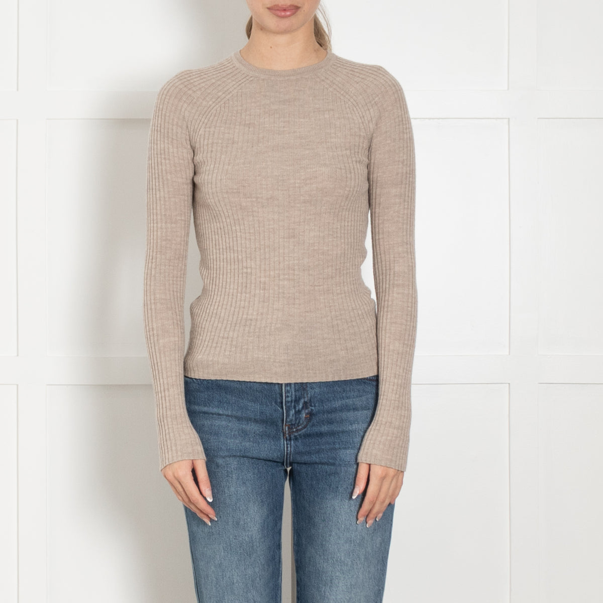 Toteme Pale Beige Long Sleeve Rib Top