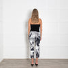Enfold Grey Digital Floral Print Satin Trousers