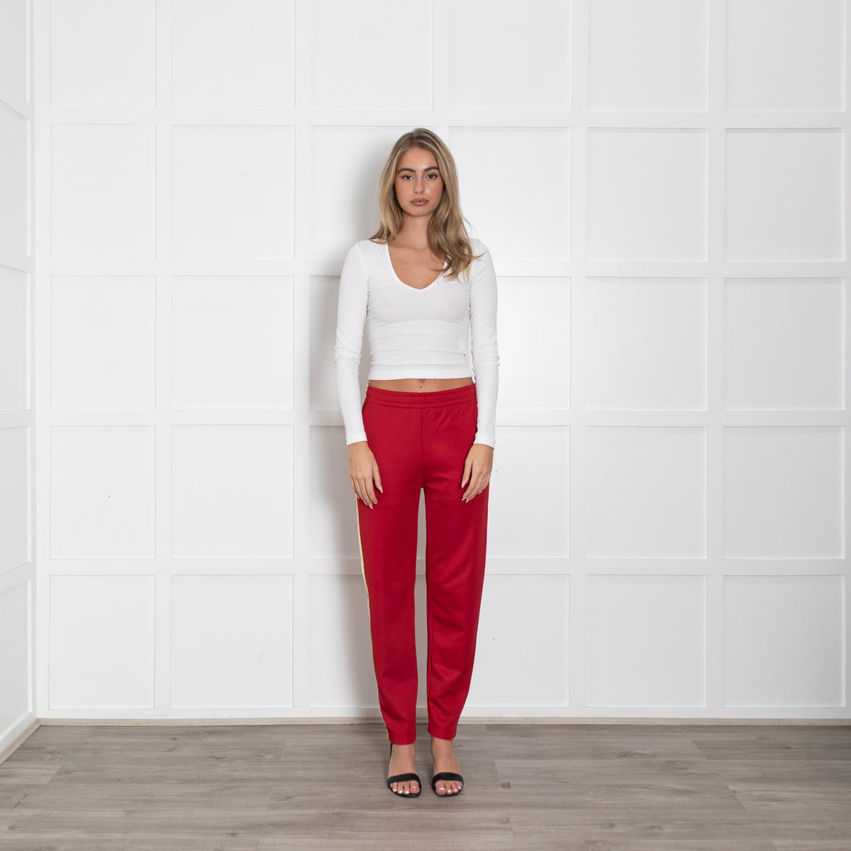 Acne Studios Norwich Face Red Jersey Tapered Track Pants