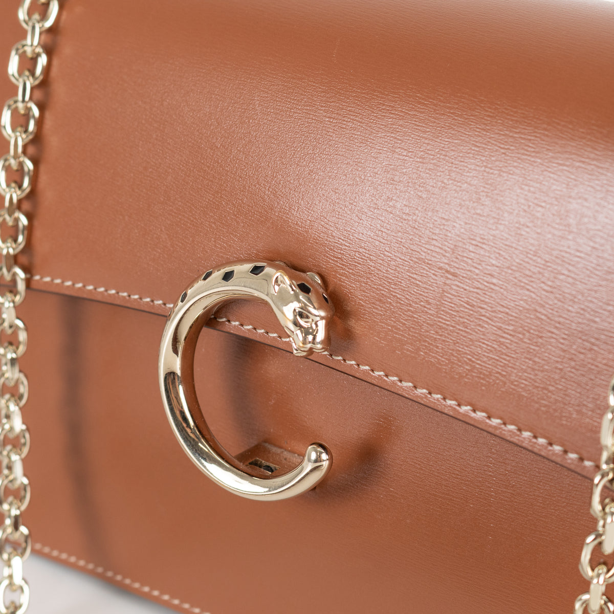 Cartier Tan Calfskin Panthere De Cartier Chain Bag
