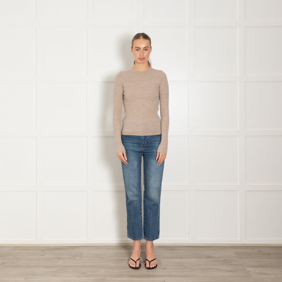 Toteme Pale Beige Long Sleeve Rib Top