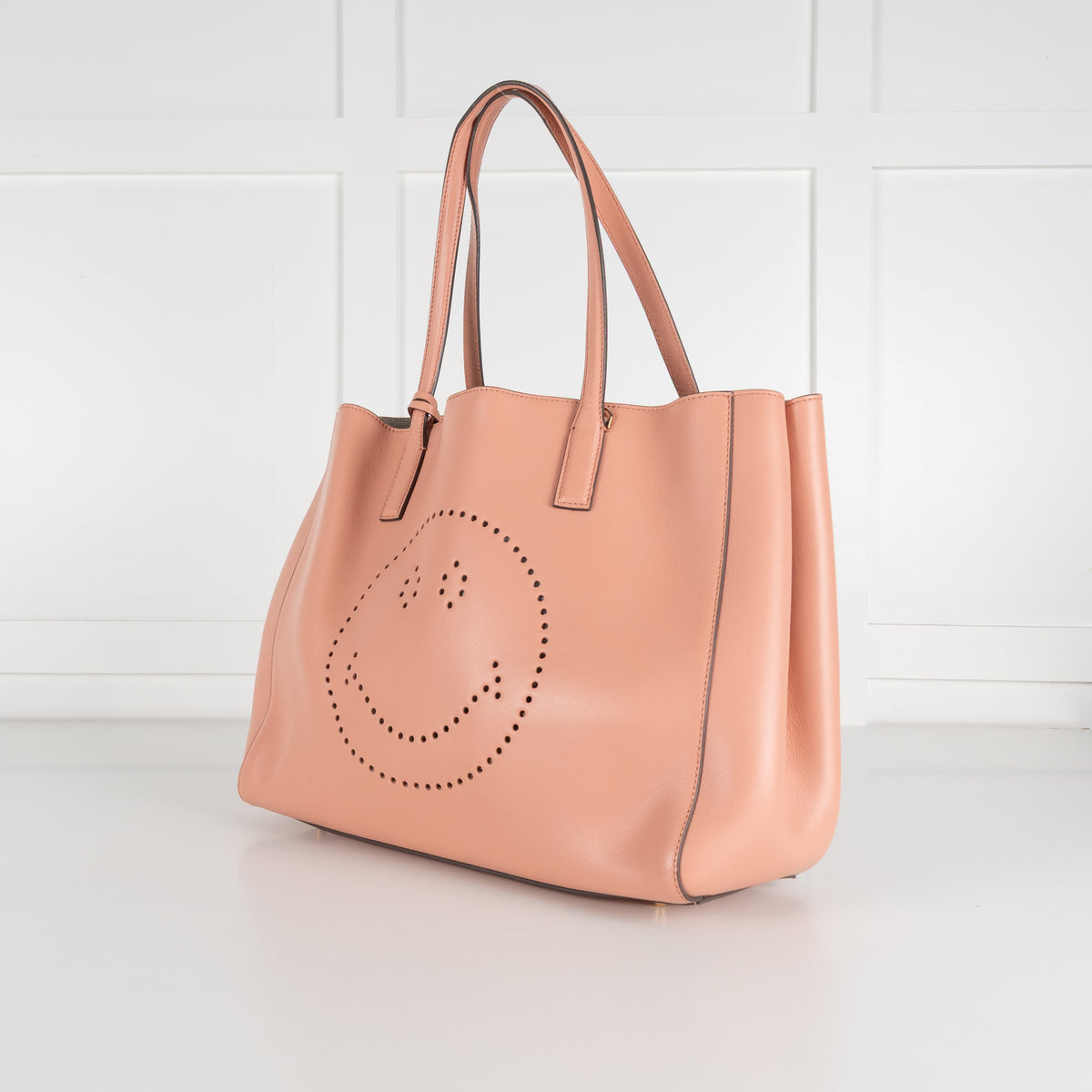 Anya Hindmarch Salmon Smiley Ebury Tote Bag