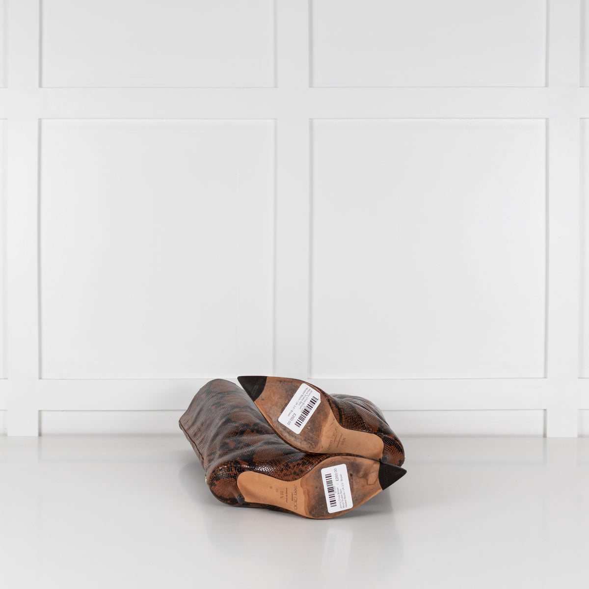Jimmy Choo Brown Mock Snake Skin Heeled Boots