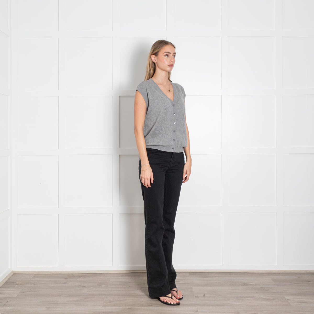 &Daughter Grey Button Up Vest