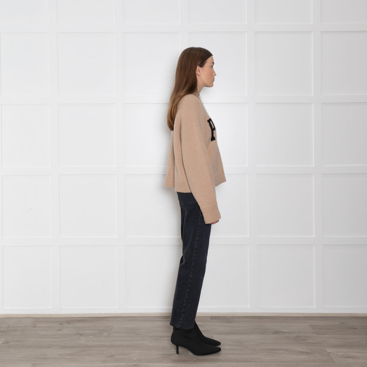 Anine Bing Brown Wool/Cashmere Mix Jumper With Paris Logo