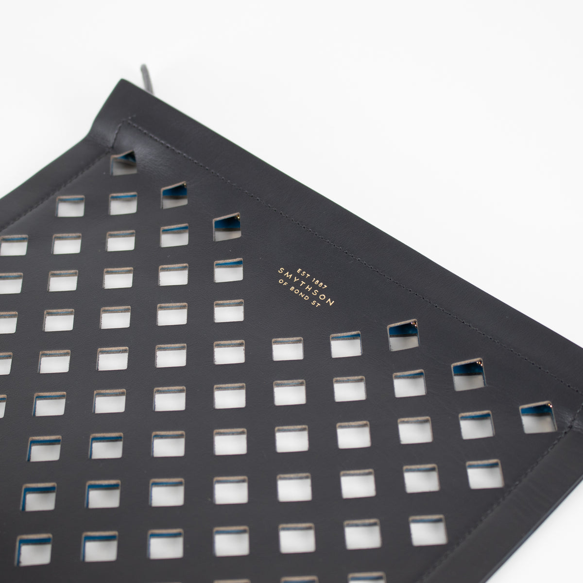 Smythson Black Leather Laser Cut Large Wallet