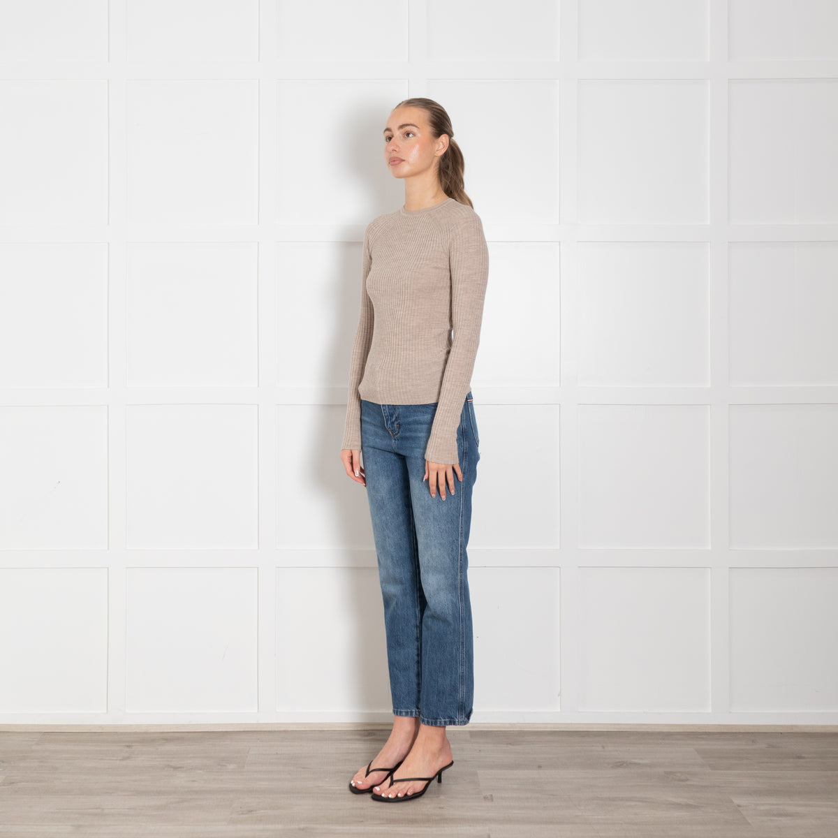 Toteme Pale Beige Long Sleeve Rib Top