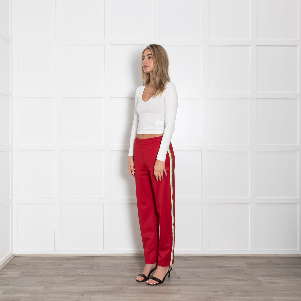 Acne Studios Norwich Face Red Jersey Tapered Track Pants