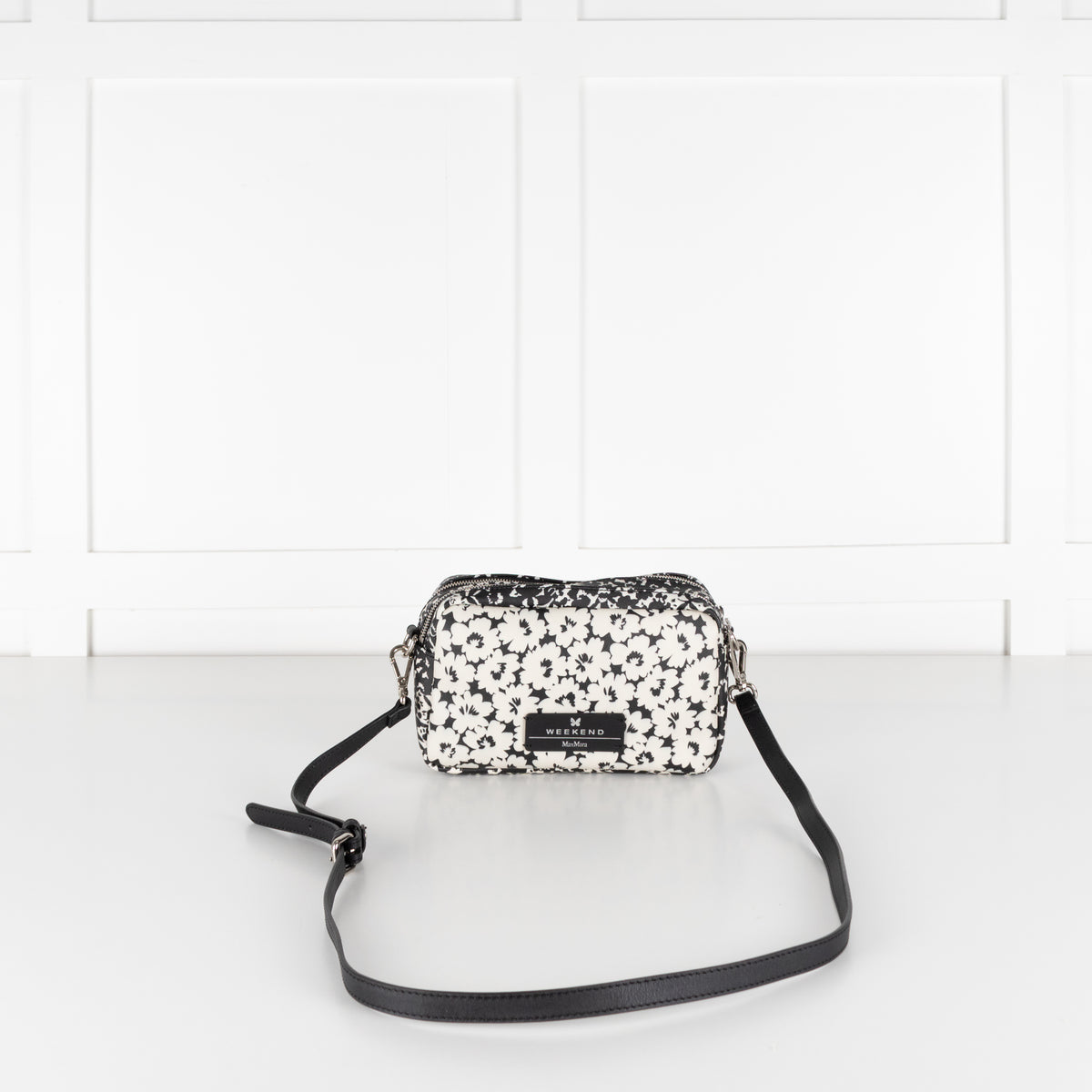 Weekend Max Mara Black and White Butterfly Print Crossbody Bag