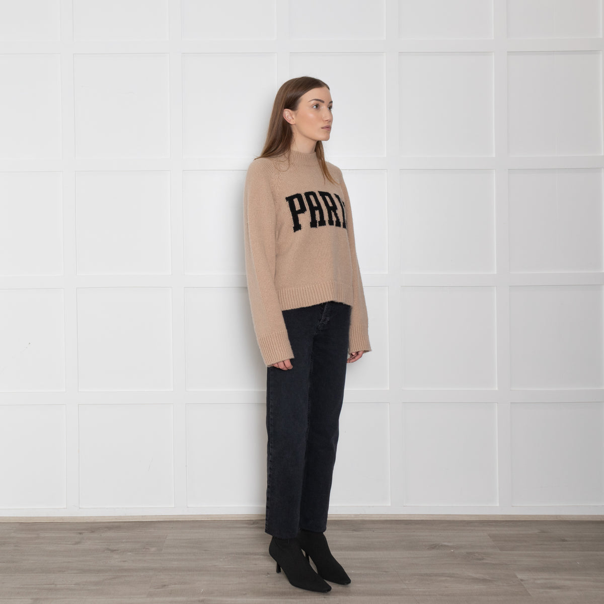 Anine Bing Brown Wool/Cashmere Mix Jumper With Paris Logo