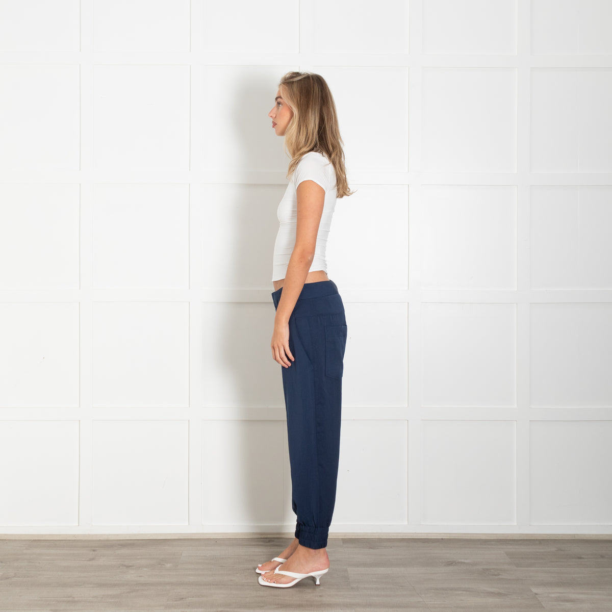 Helmut Lang Blue Silky Trousers With Elasticated Ankle Cuff