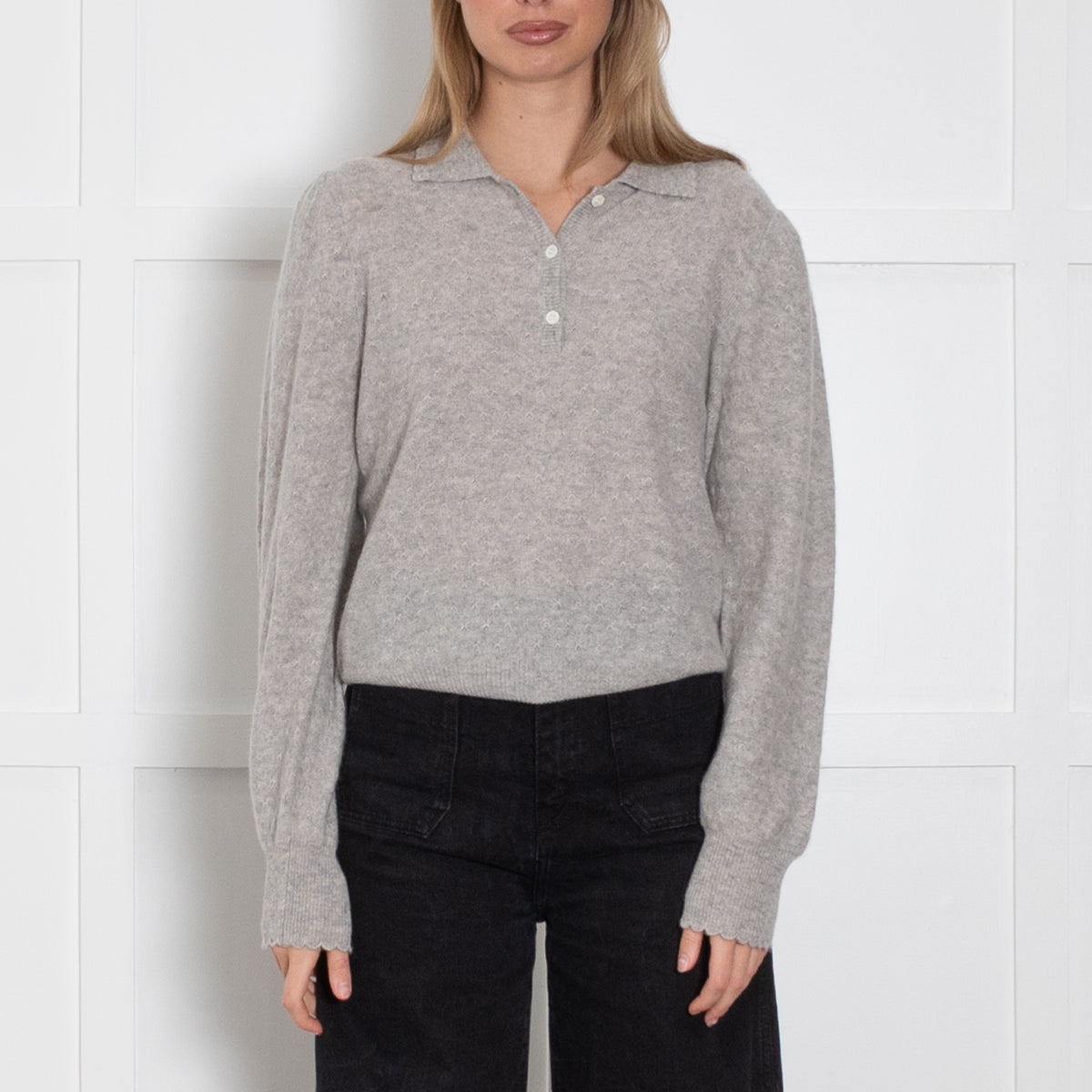 Frame Grey Cashmere Collared Sweater